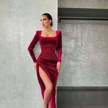 Dress Women Summer 2022 Women Europe New Split Sense Pure Color Led High Waist Dresses Casual Vestidos OLNAL8752