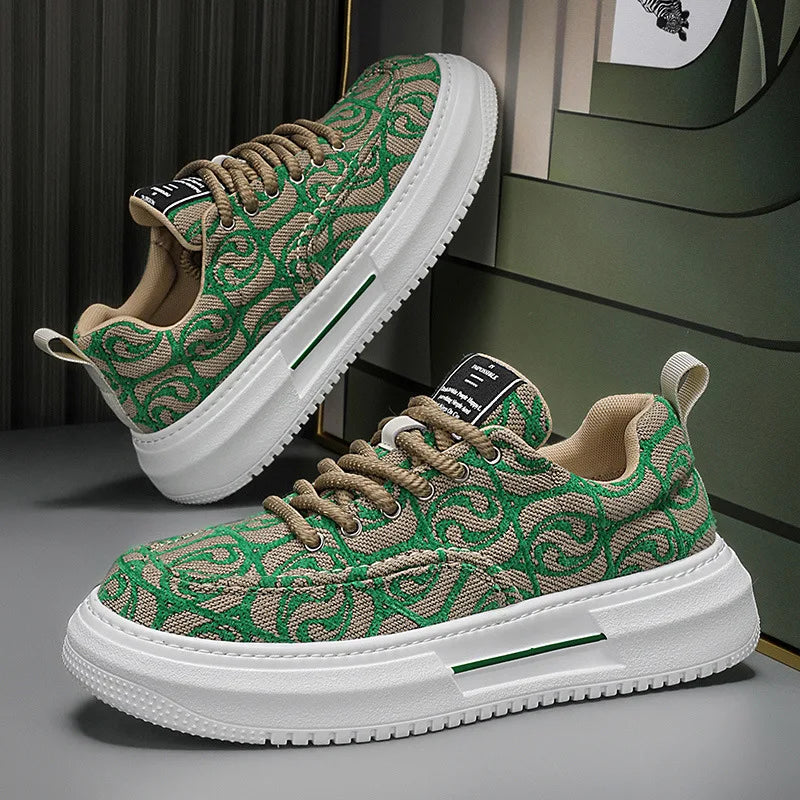 Sneakers Men New Fashion Prints Men's Platform Canvas Shoes Low Top Designer Casual Loafers Flat Vulcanized Shoes Men Footwear