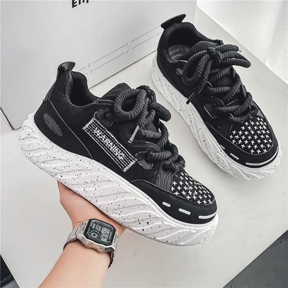 Chunky Men Canvas Sneakers Tennis Man Trend 2023 Casual Skateboarder Shoes Black Man Autumn Comfort Anti Slip Mens Footwear Rest