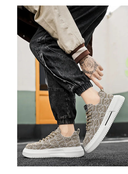 Sneakers Men New Fashion Prints Men's Platform Canvas Shoes Low Top Designer Casual Loafers Flat Vulcanized Shoes Men Footwear