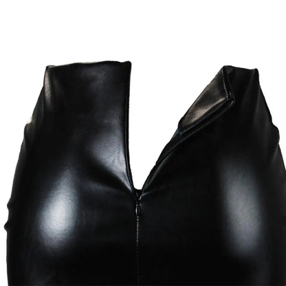 Leather Slim Mini Skirt Sexy Fashion PU Hot Short High Waist Skirt Korean Nightclub Faux Leather High Waist Split Skinny Skirt