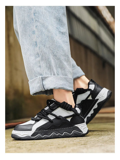 Men Casual Sneaker New Plush Lining White Sports Shoes Anti Slip Comfort Male Students Running Thick Soled Lace Up Shoes