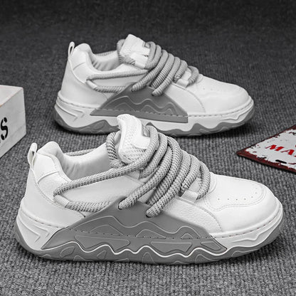 Men Casual Sneaker New Plush Lining White Sports Shoes Anti Slip Comfort Male Students Running Thick Soled Lace Up Shoes