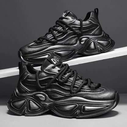 Chunky Sneaker Men Designer Sport Shoes Fashion Casual Microfiber Leather Fabric Breathable Height Increased Flat Platform Shoes