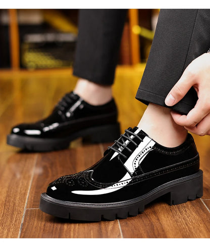 New Men Dress Shoes Elevator Shoes Genuine Leather Increase Business Lift Shoes Bright Upper For Man 8cm 10cm Heightening Shoes