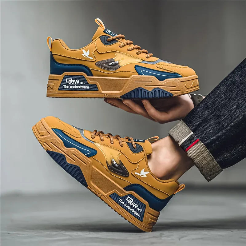 2025 Autumn New Casual Sports Shoes Men's Leather Low-Top Fashion Trend Easiest for Match Running Shoes Men's Skateboard Shoes