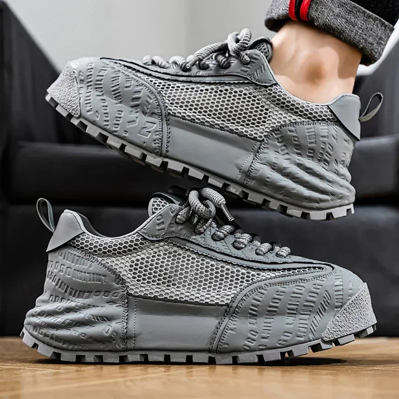New 2025 Spring Large-mesh, High-quality Lace-up Mesh, High-quality Breathable and Fashionable Thick-soled Casual Shoes