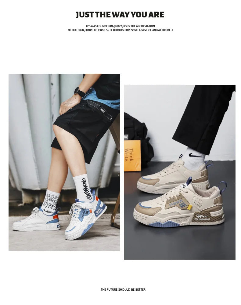2025 summer new all-in-one fashion leisure sports youth thick sole fashion shoes small white shoes men's board shoes light