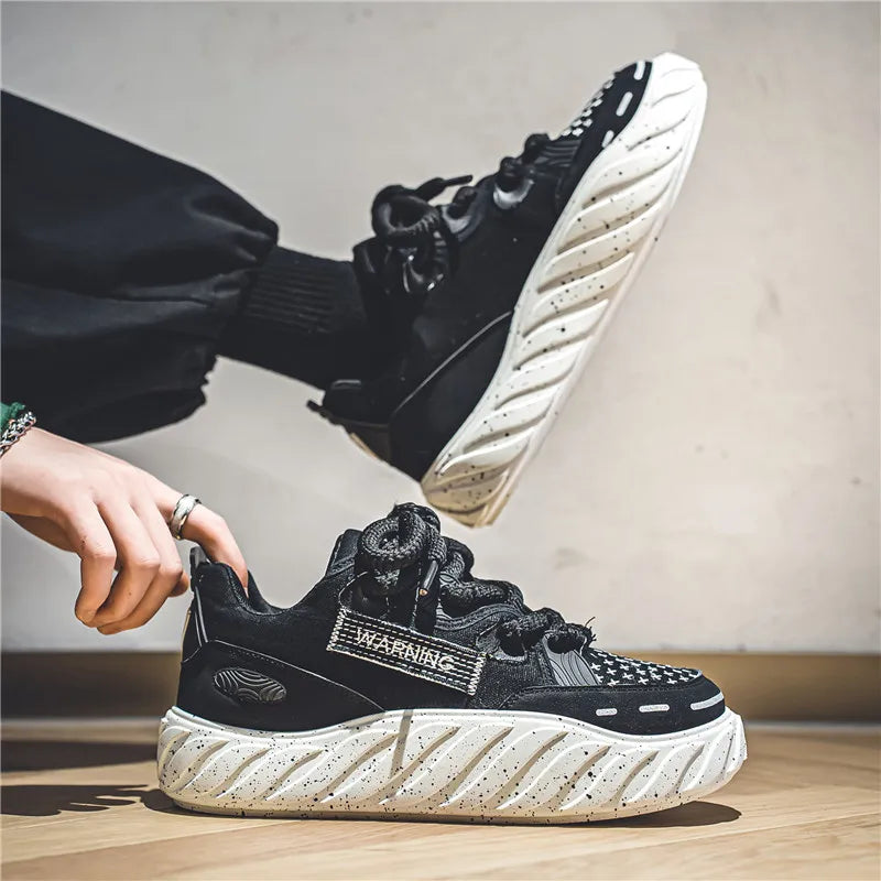 Chunky Men Canvas Sneakers Tennis Man Trend 2023 Casual Skateboarder Shoes Black Man Autumn Comfort Anti Slip Mens Footwear Rest