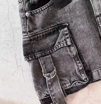 Euphoria Women Vintage Y2K Style High Street Pockets Sexy Skirts 2025 Spring Casual High Waist Vintage Hotsweet Mini Denim Skirt