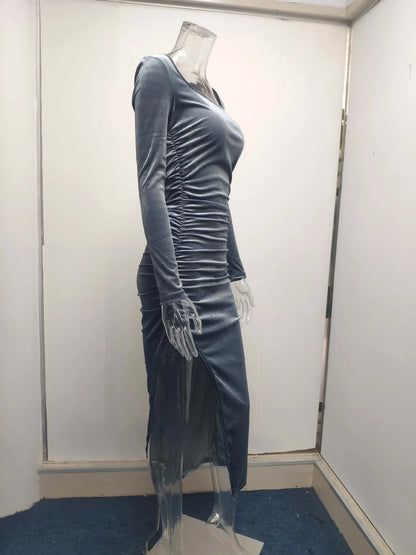 Dress Women Summer 2022 Women Europe New Split Sense Pure Color Led High Waist Dresses Casual Vestidos OLNAL8752