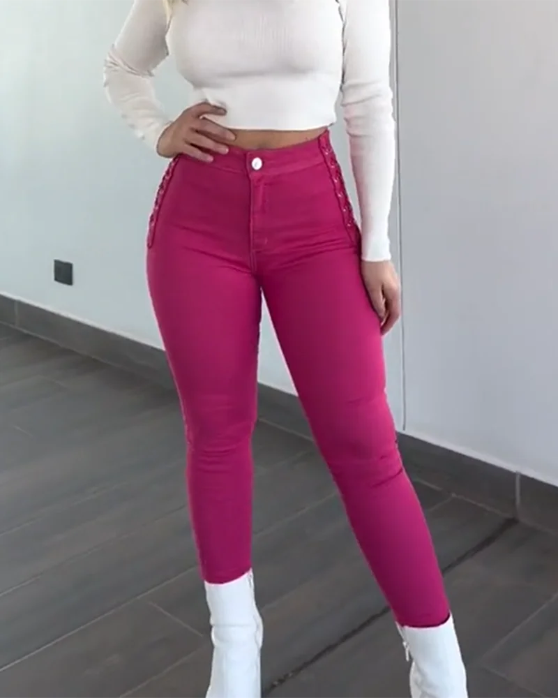 Streetwear Stretch Jeans Female High Waisted Trousers Womens Denim High Quality Clothing Luxury Ladies Skinny Pants Multi Color
