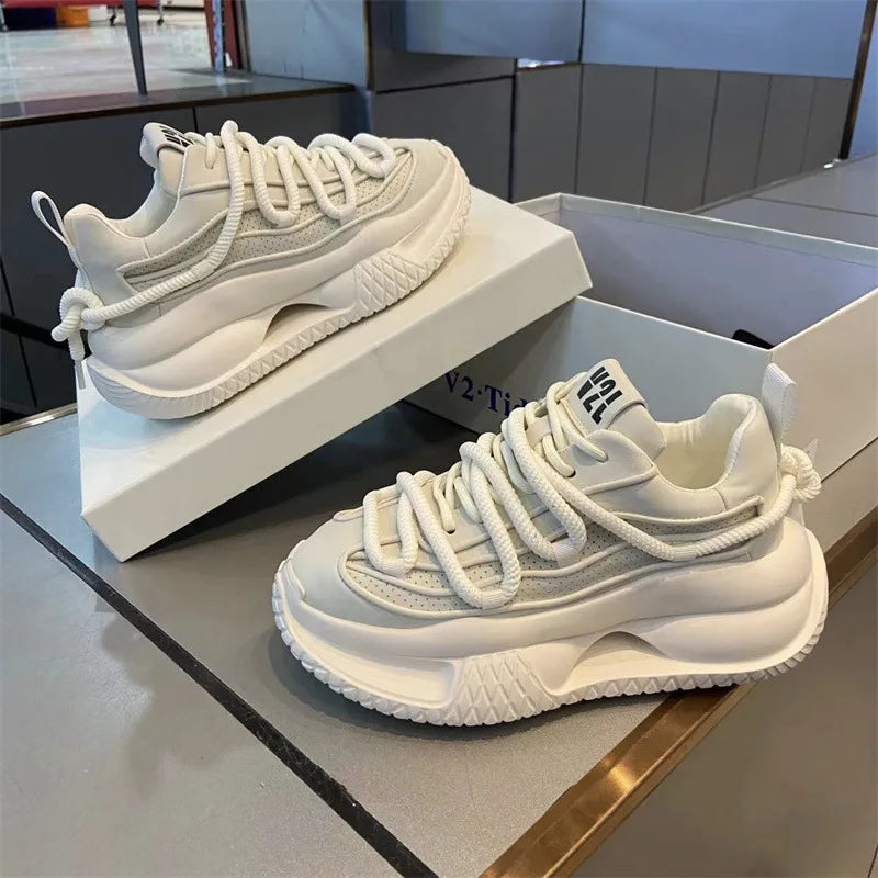 Men's Casual Shoes Solid Color Sneakers Trend Lace Up Running Shoes Outdoor Running Shoe Height Increased Platform Shoes for Men