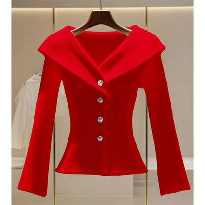 Cardigan Sweaters Jacket Women Fashion Autumn New V-Neck Elegant High Quality Casual Coat Female Short Slim Knitted Ladies Tops