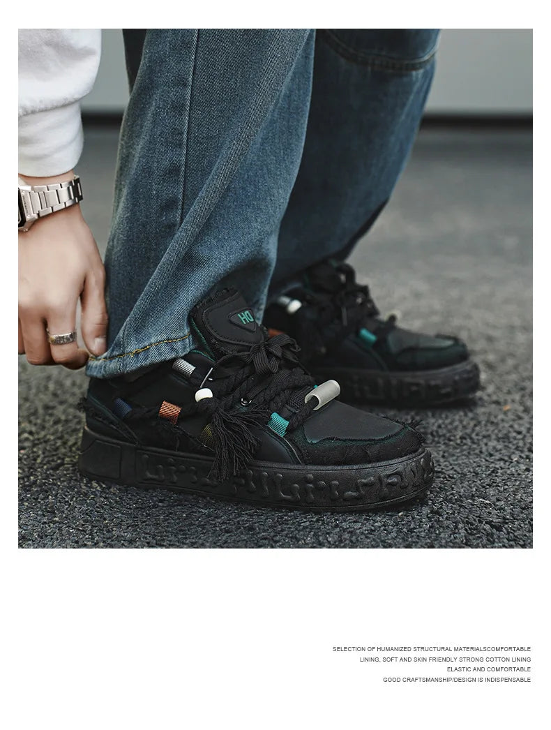 New Fashion Rope Chunky Sneakers Men's Casual Aesthetic Walking Shoes Man Stylish Vulcanize Trainer Male Brand Skateboard Shoes