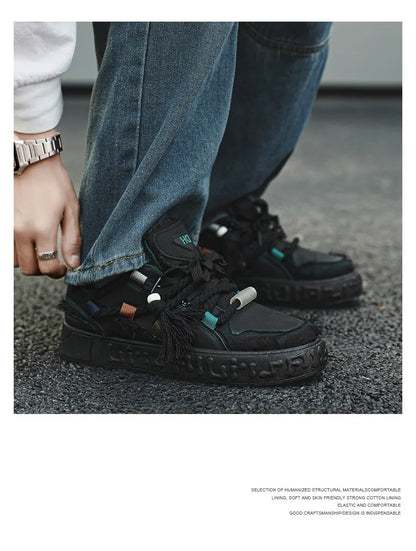 New Fashion Rope Chunky Sneakers Men's Casual Aesthetic Walking Shoes Man Stylish Vulcanize Trainer Male Brand Skateboard Shoes