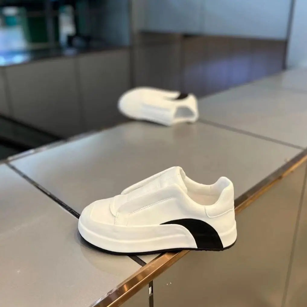 Sneakers Casual Men Cover Bottom Board Shoes Fashion Easy Matching Leather Fabric Breathable Increased Internal Platform Shoes