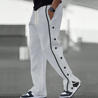 2024 Casual Sports Breasted Pants Men's Autumn New Button Loose Straight Drawstring Oversized Sweatpants Trousers Free shipping