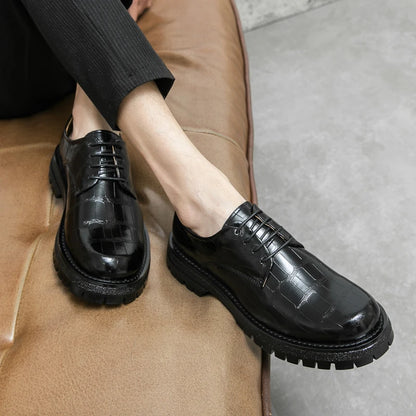 2024 Men's Thick soled Oxford Shoes Fashion Versatile Breathable Office Classic Business Luxury Designer Formal Crocodile Shoes