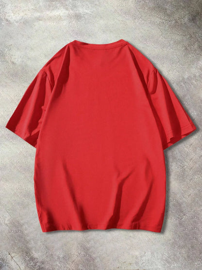 Men's 100% pure cotton summer loose size BE KIND letter cartoon print casual comfortable round neck short sleeved T-shirt top