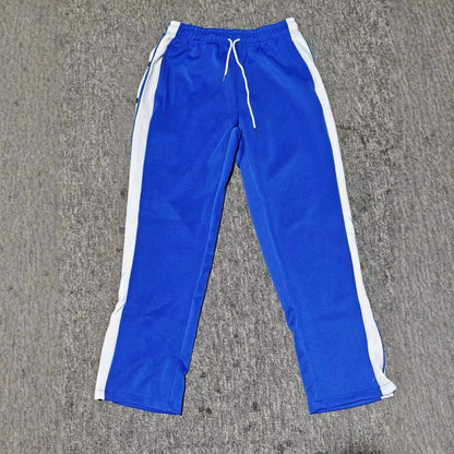 Men's outdoor sports and fitness casual pants, with multiple buttons on the side, fashionable and versatile loose straight-leg p