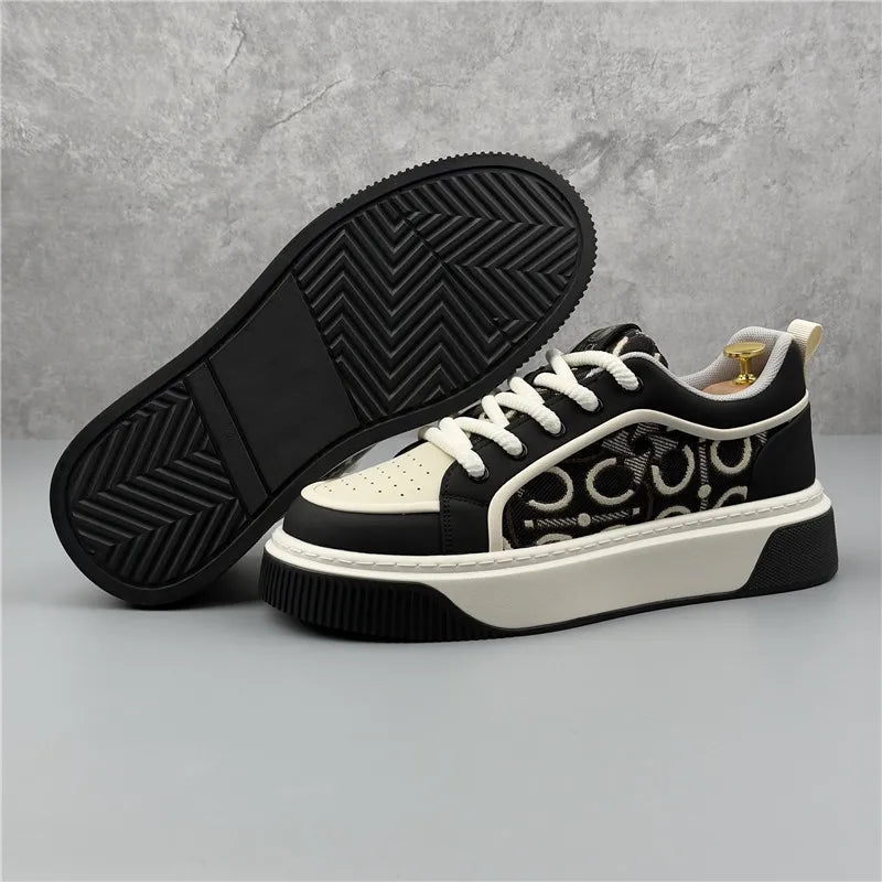 Luxury Designer Britain Men's Lace Up Color-blocked Thick Bottom Causal Board Shoes Flats Moccasins Male Walking Sneakers