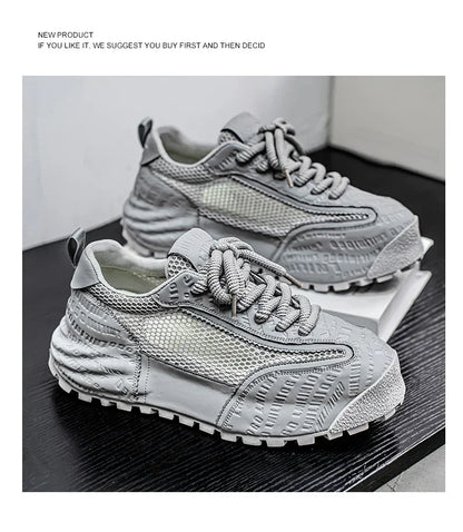New 2025 Spring Large-mesh, High-quality Lace-up Mesh, High-quality Breathable and Fashionable Thick-soled Casual Shoes