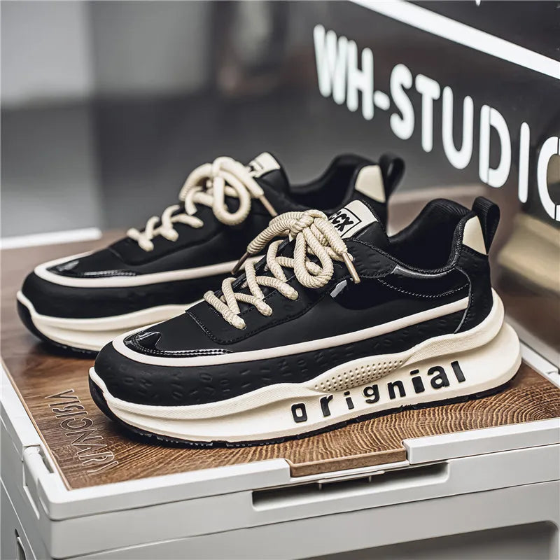 New Sneakers Men Wear Resistant Anti Slip Breathable Running Shoes Thick Soled Height Boosting Casual Shoes Zapatos Para Hombres