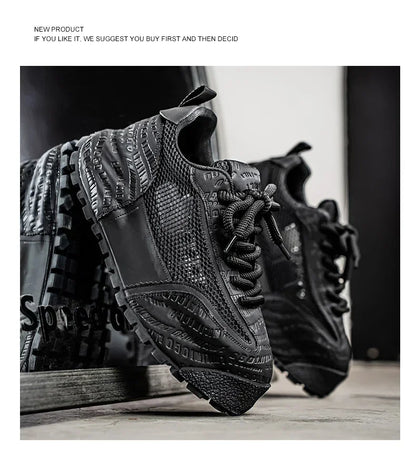 New 2025 Spring Large-mesh, High-quality Lace-up Mesh, High-quality Breathable and Fashionable Thick-soled Casual Shoes