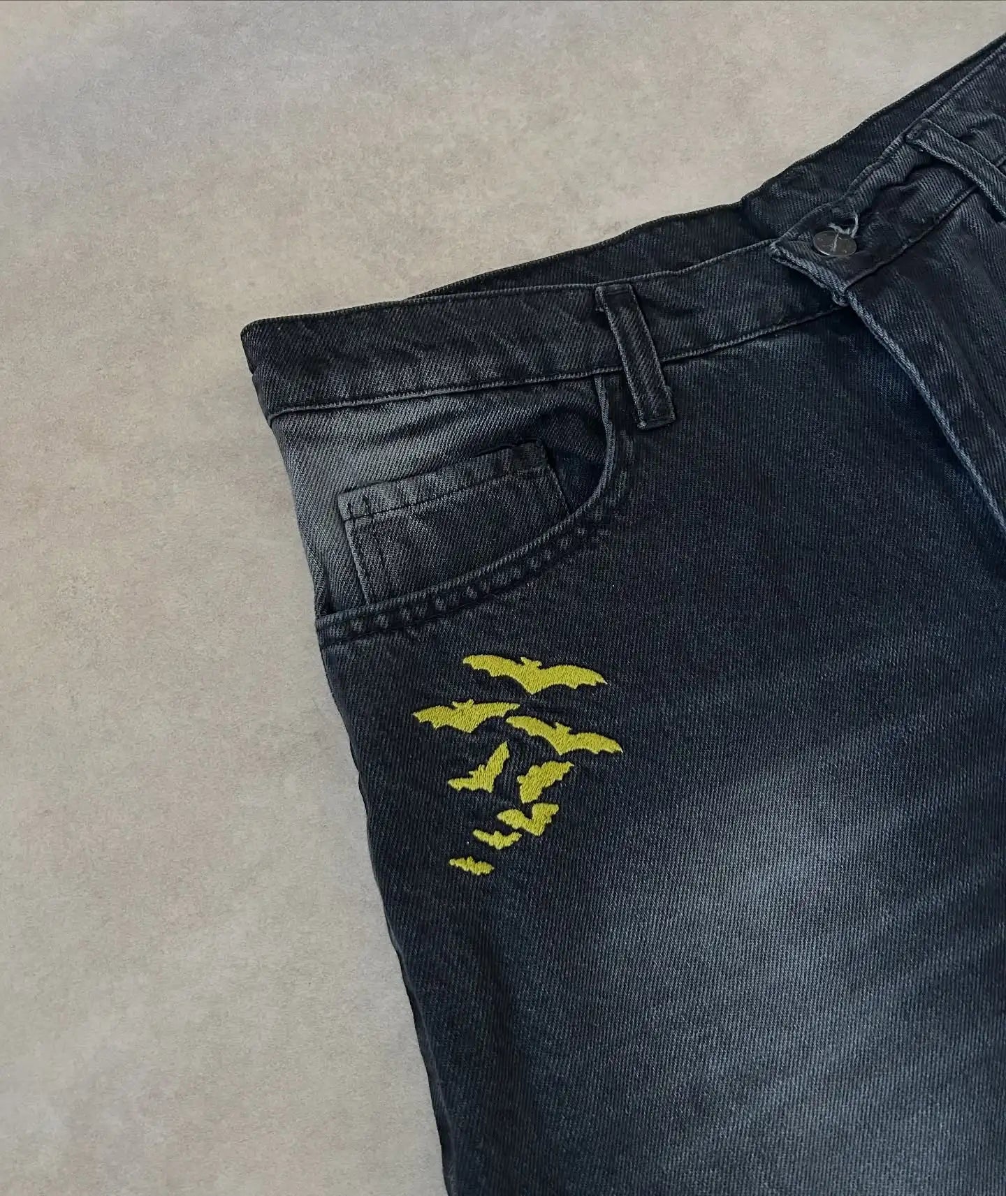 Harajuku Embroidered Baggy Jeans Men Women Hip Hop Vintage Black Wash Baggy Jeans Low Rise Wide Leg Pants American Y2K Clothes