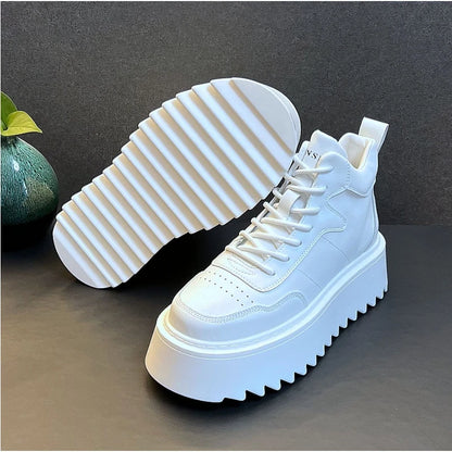 2025 New Mens Shoes High Top Male Sneakers Leather Platform Shoes Comfortable Outdoor Men Running Shoes Breathable Tenis Hombres