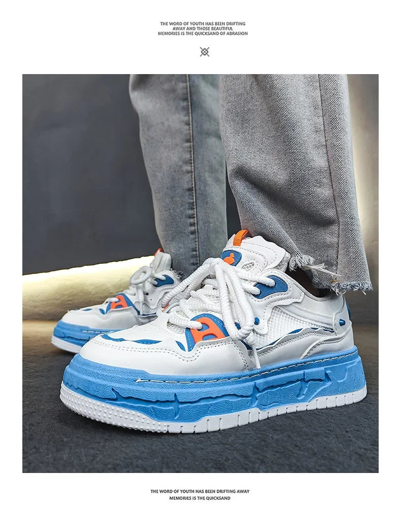 2023 Autumn New Niche Trendy Flat Board Shoes Korean Style Versatile Teenage Thick Bottomed Casual Sport Men's Shoes