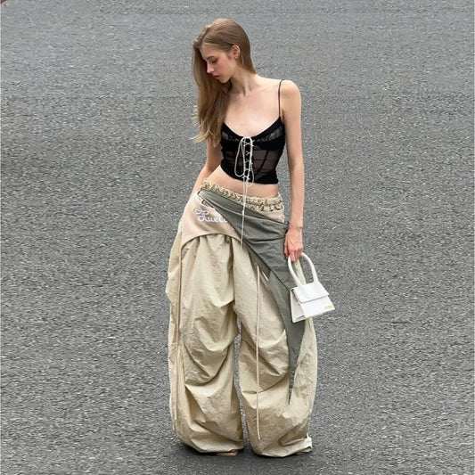 Cool American High Street Loose Casual Pants Women's Fashionable Jazz Wide Leg Pants Versatile Comfortable Workwear Trousers