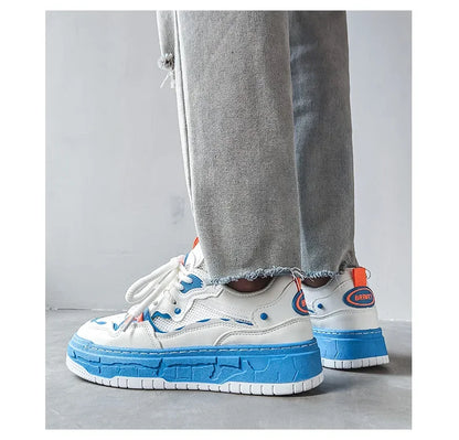 2023 Autumn New Niche Trendy Flat Board Shoes Korean Style Versatile Teenage Thick Bottomed Casual Sport Men's Shoes