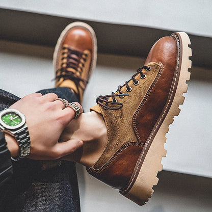 British Style Men's Work Shoes American Thick Soled Casual Shoes Men's Leather Trendy Shoes Retro Style  Luxury Shoes
