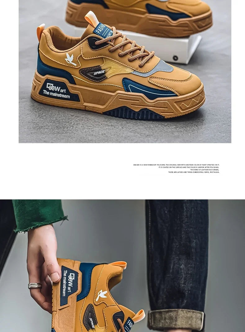 New Men's Leather Low-Top Fashion  Easiest for Match Running Shoes Men's Skateboard Shoes Suitable for Outdoor Sports