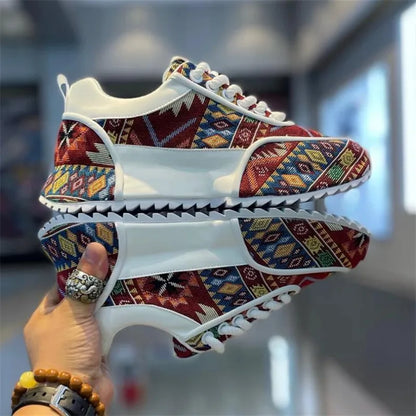 Designer Big Size 39-48 Men Chunky Sneakers Flats Board Shoes 2025 Spring New Microfiber Leather Casual Shoes Increased Internal