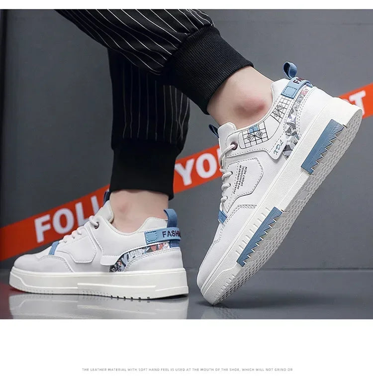 Men's shoes 2025 summer new breathable white shoes men's trendy and versatile thick soled sports board shoes trendy shoes