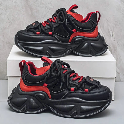 Chunky Sneaker Men Designer Sport Shoes Fashion Casual Microfiber Leather Fabric Breathable Height Increased Flat Platform Shoes