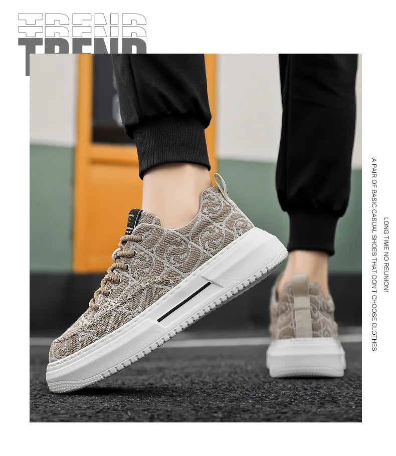 Sneakers Men New Fashion Prints Men's Platform Canvas Shoes Low Top Designer Casual Loafers Flat Vulcanized Shoes Men Footwear