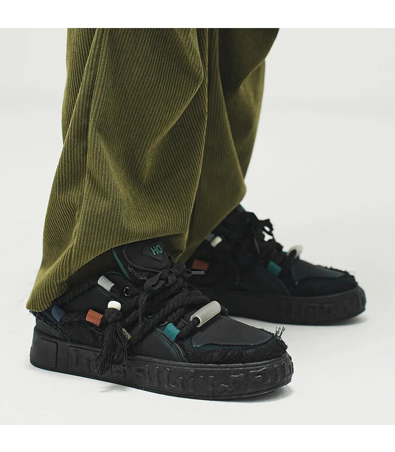 New Fashion Rope Chunky Sneakers Men's Casual Aesthetic Walking Shoes Man Stylish Vulcanize Trainer Male Brand Skateboard Shoes