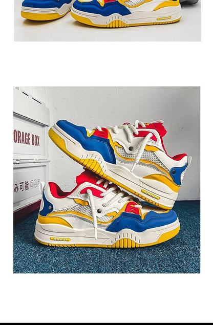 Men's Vulcanized Shoes Trendy Personalized Teenagers Casual Shoes Round Toe Lace-Up Plus Size Platform Shoes Men Shose For Sale