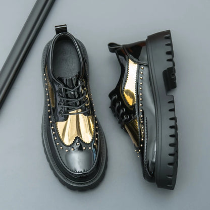 Men Casual Office Business Formal Oxford Thick Bottom Dress Shoes Men Gentleman Outdoor Patent Leather Wedding Shoes Fashion