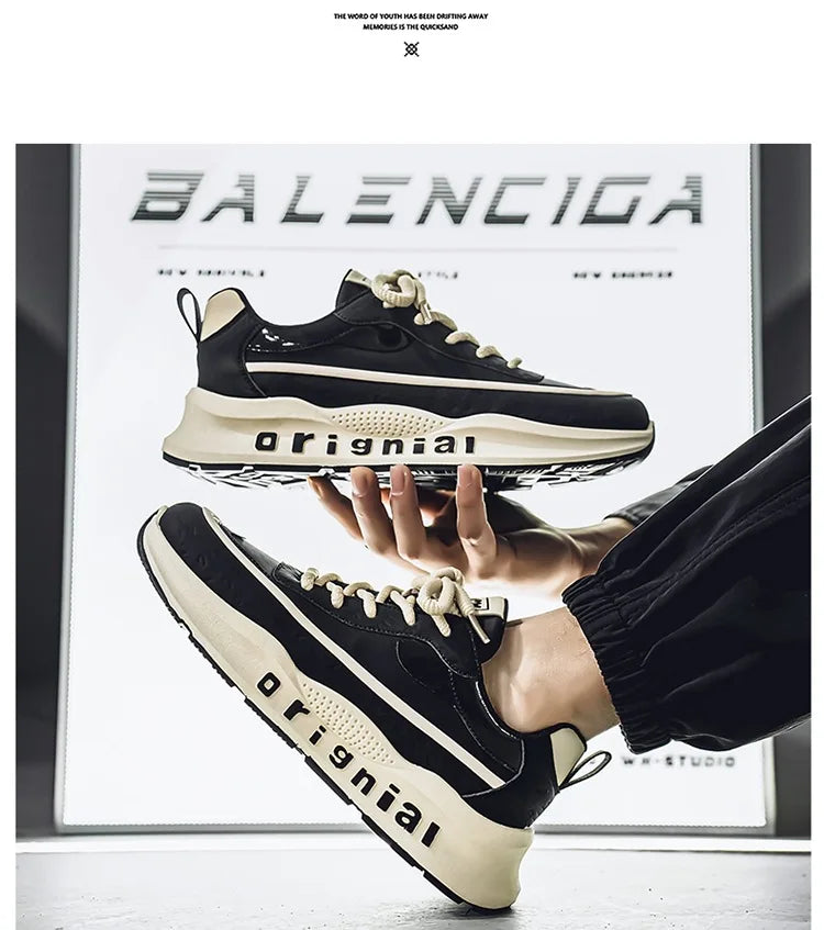 New Sneakers Men Wear Resistant Anti Slip Breathable Running Shoes Thick Soled Height Boosting Casual Shoes Zapatos Para Hombres