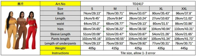 Sexy Knitted Two Piece Set for Women Birthday Outfits Off Shoulder Slash Neck Crop Top and Flare Pants Set Conjuntos Femininos