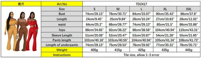 Sexy Knitted Two Piece Set for Women Birthday Outfits Off Shoulder Slash Neck Crop Top and Flare Pants Set Conjuntos Femininos