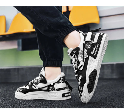 Men's thick soled casual shoes four season soft soled outdoor walking shoes student flat shoes youth fashion sports board shoes
