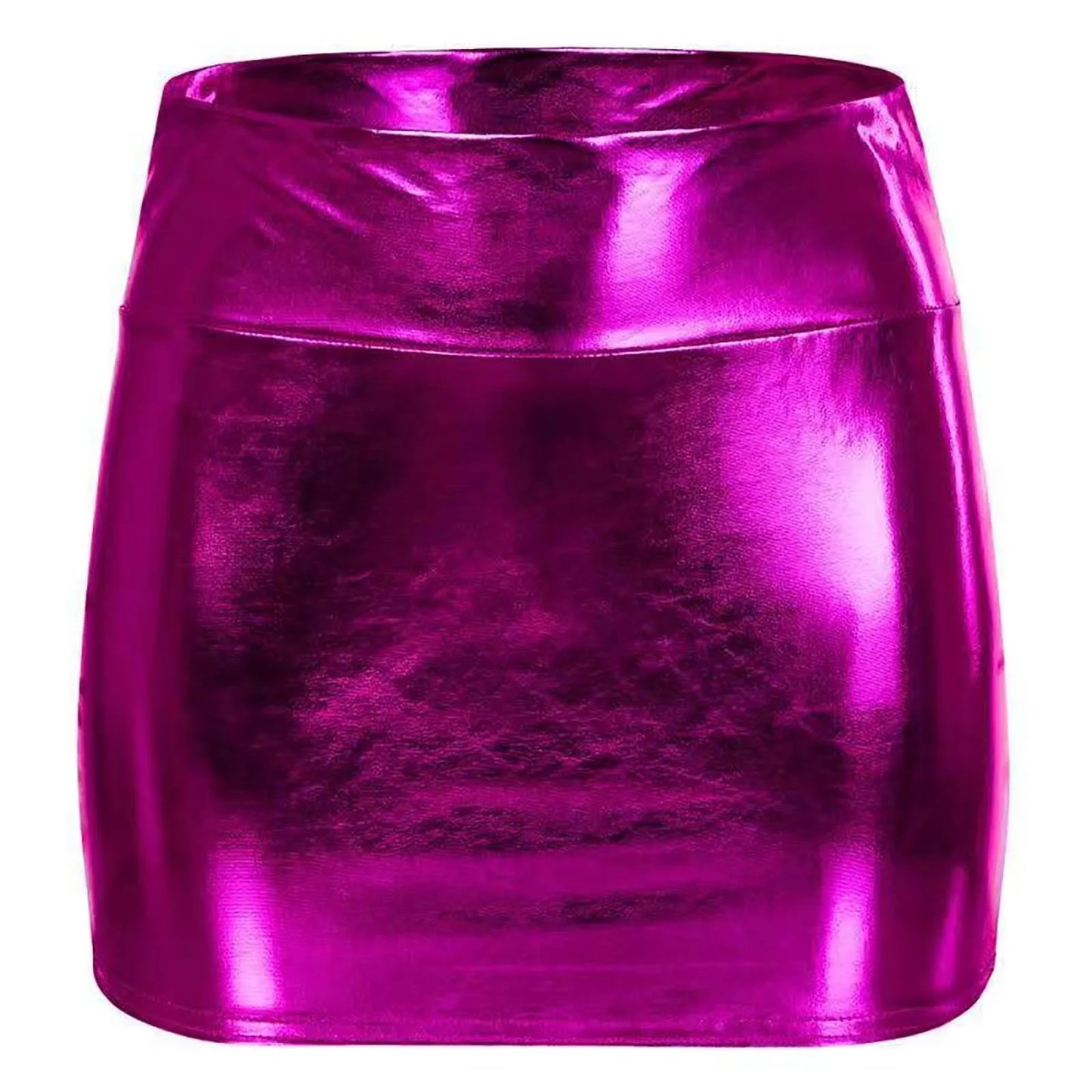 Sexy PU Leather Short Skirts for Women Club Prom Performance Solid High Waist Mini Skirt Gold Red Shine Bright Fladas Mujer XXL