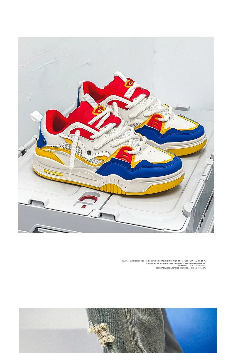 Men's Vulcanized Shoes Trendy Personalized Teenagers Casual Shoes Round Toe Lace-Up Plus Size Platform Shoes Men Shose For Sale
