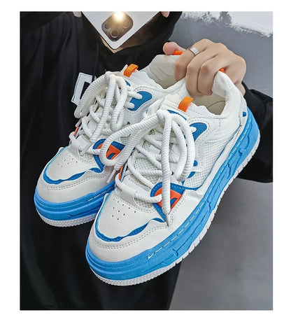 2023 Autumn New Niche Trendy Flat Board Shoes Korean Style Versatile Teenage Thick Bottomed Casual Sport Men's Shoes